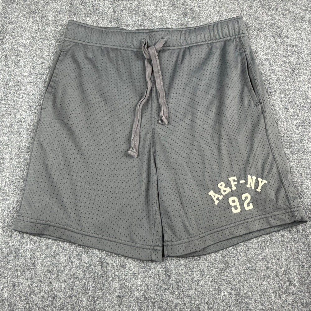 Abercrombie & Fitch Mesh Shorts Men Large Gray Athletic Drawstring Vtg Y2K